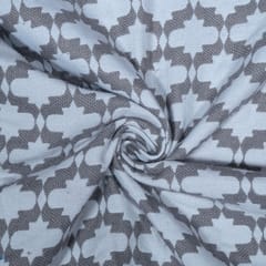 White and Grey Colour Poly Cotton Jacquard Fabric