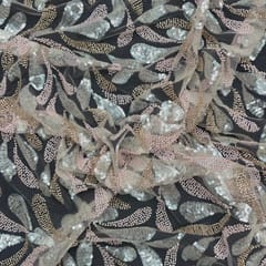 Baby Pink Colour Abstract Cut Dana Embroidered Net Fabric