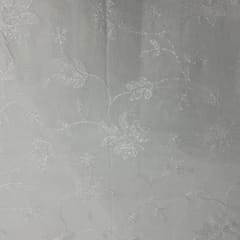 White Colour Floral Dyeable Organza Embroidered Fabric
