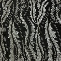 Grey Colour Floral Cut Dana Embroidered Fabric