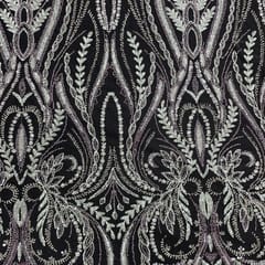 Lilac Colour Floral Cut Dana Embroidered Net Fabric