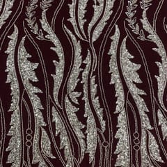 Dark Colour Rosewood Floral Cut Dana Embroidered Fabric