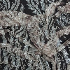 Light Brown Colour Floral Cut Dana Embroidered Fabric