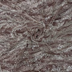 Light Brown Colour Floral Cut Dana Embroidered Fabric