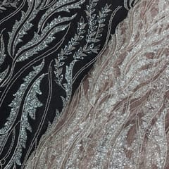 Light Brown Colour Floral Cut Dana Embroidered Fabric