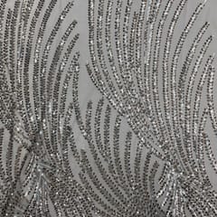 Brown Colour Floral Cut Dana Embroidered Fabric