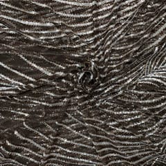 Brown Colour Floral Cut Dana Embroidered Fabric