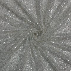 White Colour Abstract Sequence Net Fabric