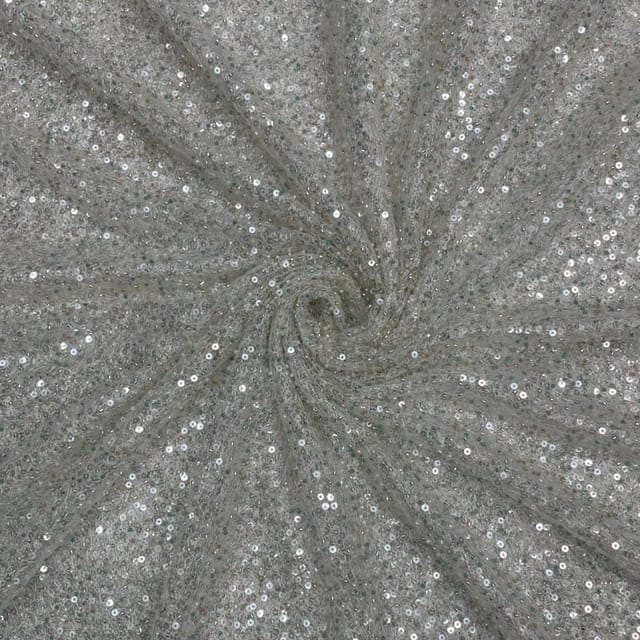 White Colour Abstract Sequence Net Fabric