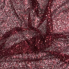 Maroon Colour Abstract Sequence Net Fabric