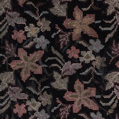 Black Colour Floral Velvet Embroidered Fabric