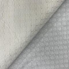 White Dyeable Geometric Dola Silk Embroidered Fabric