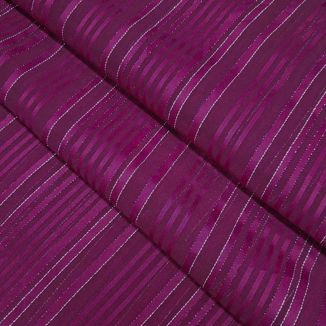 Dark Pink  Stripes Printed Georgette Fabric