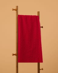 Maroon Colour Embroidered Cotton Hakoba Fabric