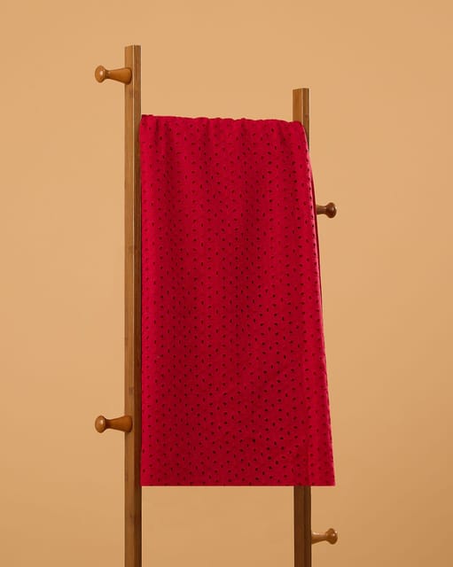 Maroon Colour Embroidered Cotton Hakoba Fabric