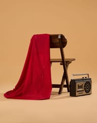 Maroon Colour Embroidered Cotton Hakoba Fabric