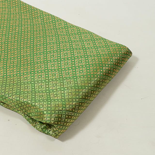 Green Colour Satin Brocade Fabric