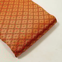 Orange Colour Satin Brocade Fabric