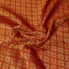 Orange Colour Satin Brocade Fabric