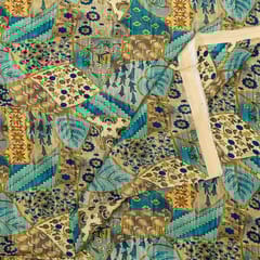 Multi Colour Tussar Silk Printed Fabric