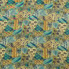 Multi Colour Tussar Silk Printed Fabric