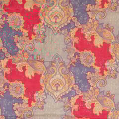 Multi Colour Tussar Silk Printed Fabric