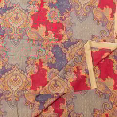 Multi Colour Tussar Silk Printed Fabric