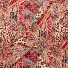 Multi Colour Tussar Silk Printed Fabric