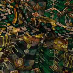 Multi Colour Tussar Silk Printed Fabric