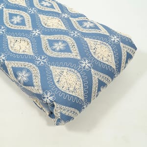 Light Blue Colour Denim Cutwork Embroidered Fabric