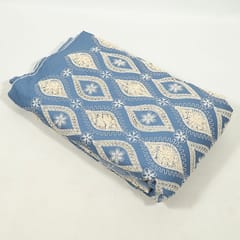 Light Blue Colour Denim Cutwork Embroidered Fabric