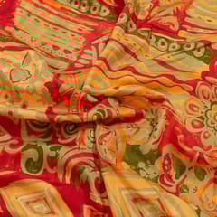 Multi Colour Tussar Silk Printed Fabric