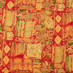 Multi Colour Tussar Silk Printed Fabric