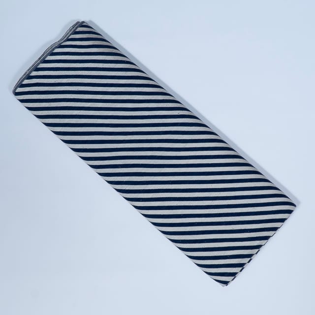 Off White with Blue Colour Cotton Jacquard Fabric