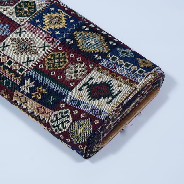 Multi Colour Poly Cotton Jacquard Fabric