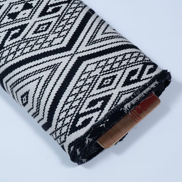 Black and White Colour Cotton Acrylic Jacquard Fabric