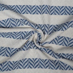 Blue and Off White Colour Cotton Jacquard Fabric