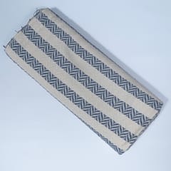 Blue and Off White Colour Cotton Jacquard Fabric
