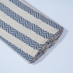 Blue and Off White Colour Cotton Jacquard Fabric