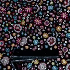 Black Colour Velvet Embroidered Fabric