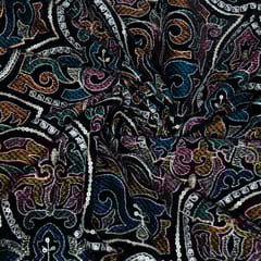 Black Colour Velvet Embroidered Fabric