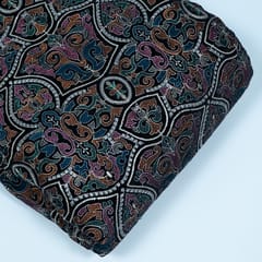 Black Colour Velvet Embroidered Fabric