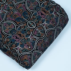 Black Colour Velvet Embroidered Fabric