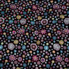 Black Colour Velvet Embroidered Fabric