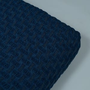 Blue Colour Lycra Denim Embroidered Fabric