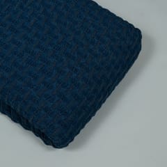 Blue Colour Lycra Denim Embroidered Fabric