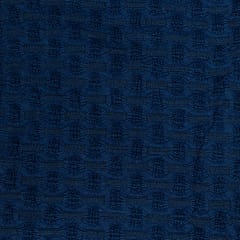 Blue Colour Lycra Denim Embroidered Fabric
