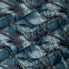 Grey Colour Lycra Brasso Velvet Printed Fabric