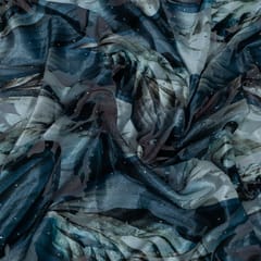Grey Colour Lycra Brasso Velvet Printed Fabric