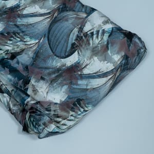 Grey Colour Lycra Brasso Velvet Printed Fabric